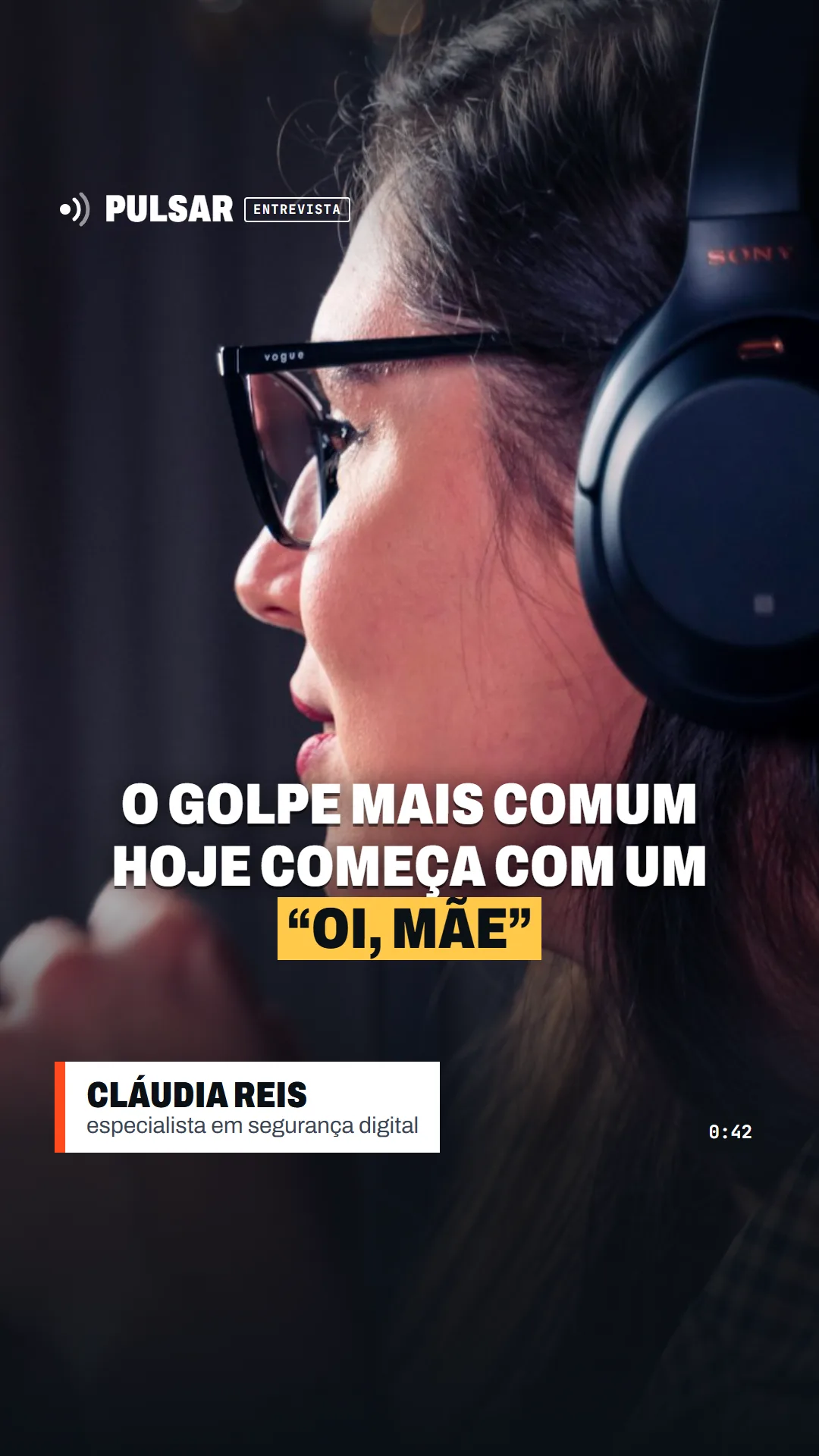 Capa de Reels de corte de entrevista com legenda na tela